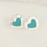 Серьги Tiffany белые с голубым с кантом