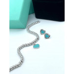 Серьги Tiffany белые с голубым с кантом
