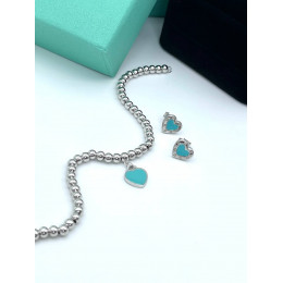 Серьги Tiffany белые с голубым с кантом