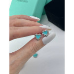 Серьги Tiffany белые с голубым с кантом