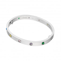 Браслет Cartier LOVE белый классический с цветными камнями