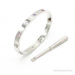 Браслет Cartier LOVE белый классический с цветными камнями