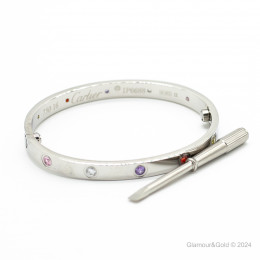 Браслет Cartier LOVE белый классический с цветными камнями