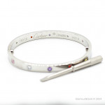 Браслет Cartier LOVE белый классический с цветными камнями
