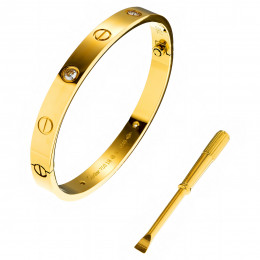 Браслет Cartier Love желтый классический с камнями