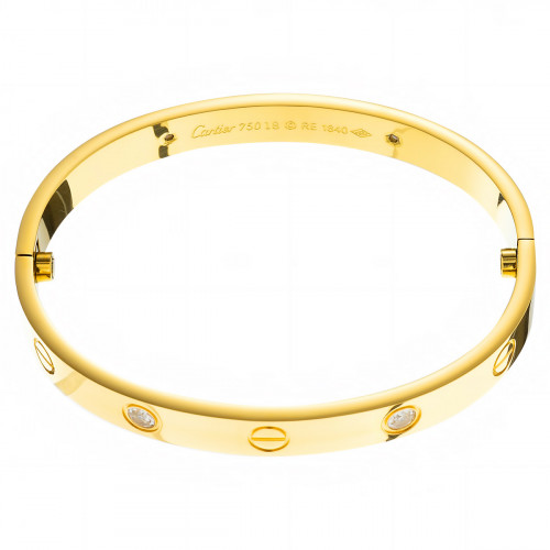 Браслет Cartier Love желтый классический с камнями