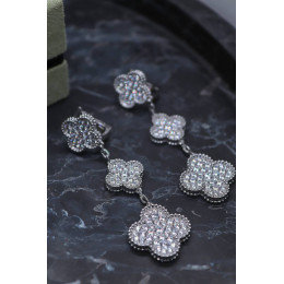 Серьги Van Cleef 3 мотива с цирконами