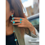 Серьги Van Cleef 3 мотива голубые