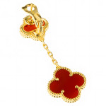 Серьги Van Cleef 2 мотива красные в желтом