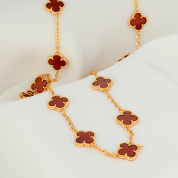 Колье Van Cleef 90 см красное в желтом