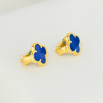 Серьги Van Cleef 1 мотив синие в желтом