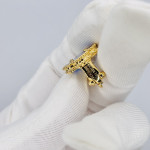 Серьги Van Cleef 1 мотив синие в желтом