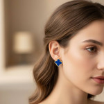 Серьги Van Cleef 1 мотив синие в желтом