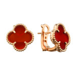 Серьги Van Cleef 1 мотив красные в розовом