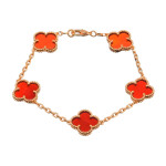 Браслет Van Cleef 5 мотивов красный в розовом