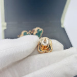 Серьги Van Cleef гвоздики зеленые в розовом