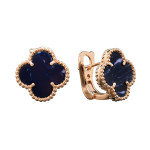 Серьги Van Cleef 1 мотив синие в розовом