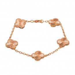 Браслет Van Cleef 5 мотивов гильоше в розовом