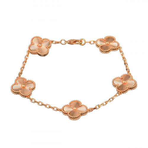 Браслет Van Cleef 5 мотивов гильоше в розовом