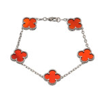 Браслет Van Cleef 5 мотивов красный в белом