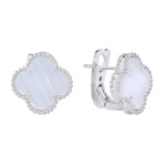 Серьги Van Cleef 1 мотив сиреневые в белом