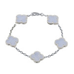 Браслет Van Cleef 5 мотивов сиреневый в белом