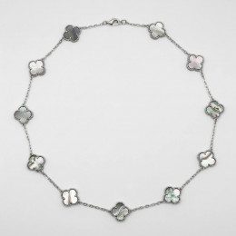Колье Van Cleef 45 см темный перламутр в белом