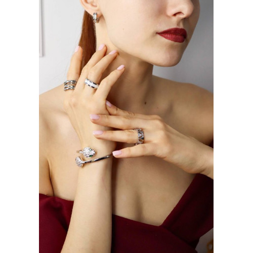 Серьги BVLGARI с дорожкой из фианитов