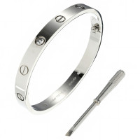 Браслет Cartier Love белый классический с камнями