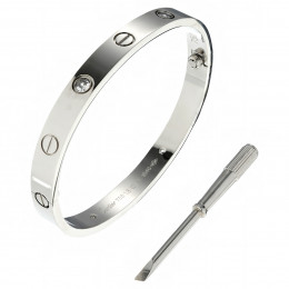 Браслет Cartier Love белый классический с камнями