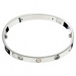 Браслет Cartier Love белый классический с камнями