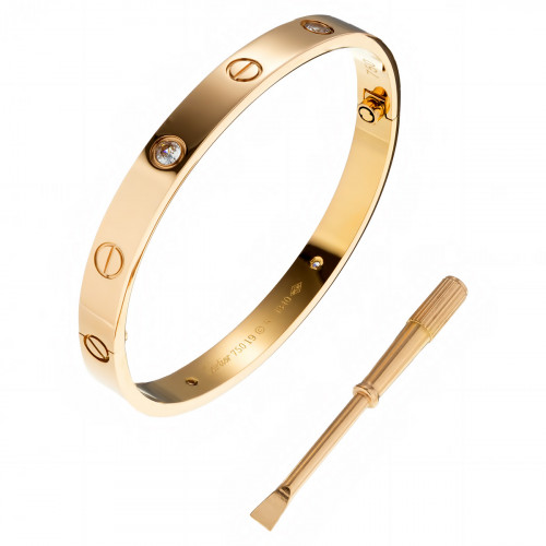 Браслет Cartier Love розовый классический с камнями