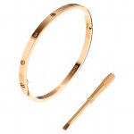 Браслет Cartier Love розовый тонкий с камнями