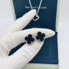 Комплект Van Cleef агат в белом (серьги, браслет, кулон)