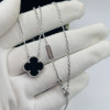 Комплект Van Cleef агат в белом (серьги, браслет, кулон)