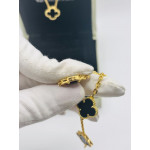 Комплект Van Cleef агат в желтом (серьги, браслет, кулон)