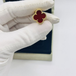 Комплект Van Cleef красный в желтом (серьги, браслет)