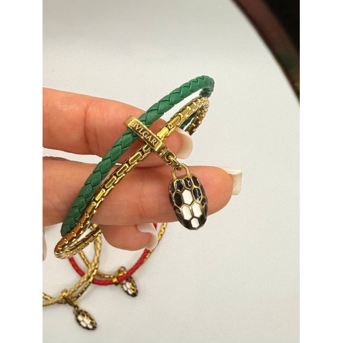 Браслет Bvlgari Serpenti желтый металл с зеленым