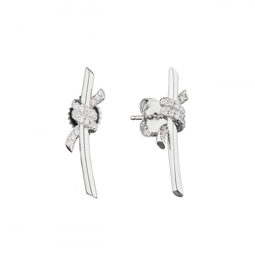 Серьги Tiffany Knot белые с белыми камнями