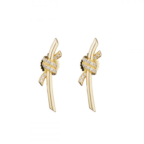 Серьги Tiffany Knot желтые с белыми камнями
