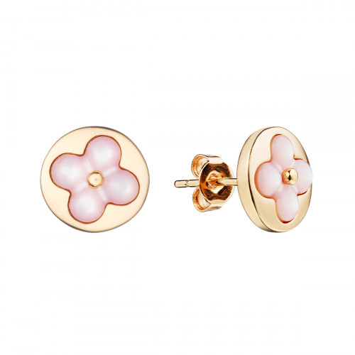 Серьги Louis Vuitton Color Blossom розовые с розовой керамикой