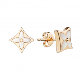 Серьги Louis Vuitton Color Blossom розовые с белой керамикой