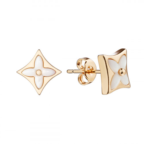 Серьги Louis Vuitton Color Blossom розовые с белой керамикой