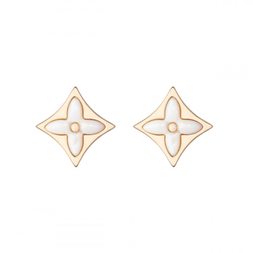 Серьги Louis Vuitton Color Blossom розовые с белой керамикой