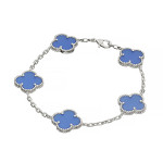 Браслет Van Cleef 5 мотивов синий агат в белом