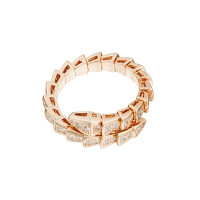 Кольцо змея Bvlgari Serpenti Viper с паве розовое