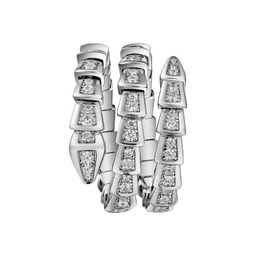 Кольцо змея Bvlgari Serpenti Viper белое тройное