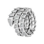 Кольцо змея Bvlgari Serpenti Viper белое тройное