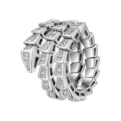 Кольцо змея Bvlgari Serpenti Viper белое тройное