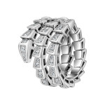 Кольцо змея Bvlgari Serpenti Viper белое тройное